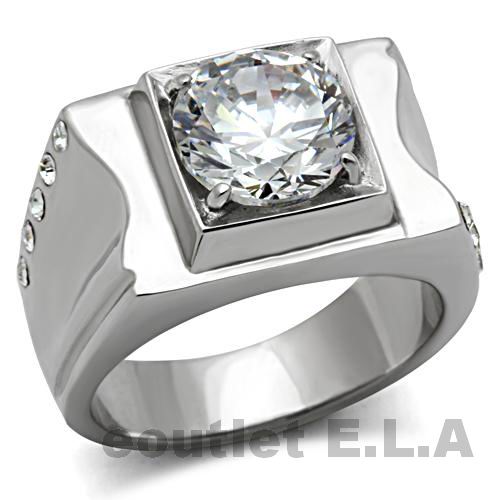 4.2ct CZ STAINLESS STEEL MENS RING-size 8/9/10